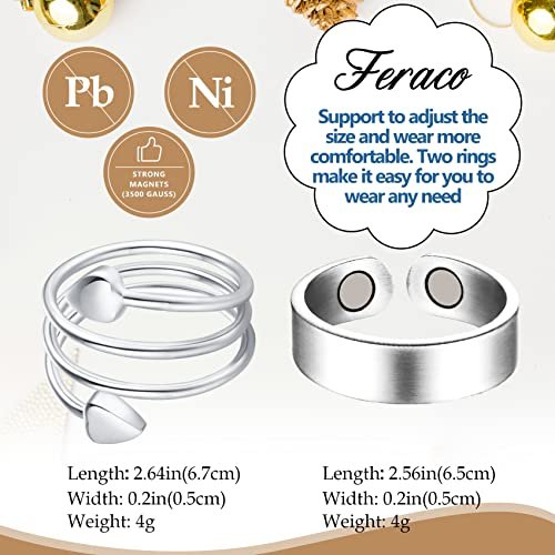 Feraco 2 Stück Kupferringe für Damen – 99,99% Reines Kupfer Magnetischer Daumenring mit Magnet – Lymphatik Schmuck Geschenk für Frauen, Muttertagsgeschenk