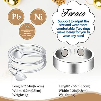 Feraco 2 Stück Kupferringe für Damen – 99,99% Reines Kupfer Magnetischer Daumenring mit Magnet – Lymphatik Schmuck Geschenk für Frauen, Muttertagsgeschenk
