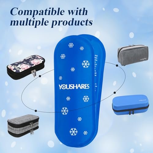 YOUSHARES Diabetes Kühlpacks für Diabetiker Reiseetui - TSA-zugelassene Kühlpacks für Insulin Kühltasche, Mini-Kühlpacks geeignet für die meisten isolierten Medikamententransporttaschen (2er-Pack)