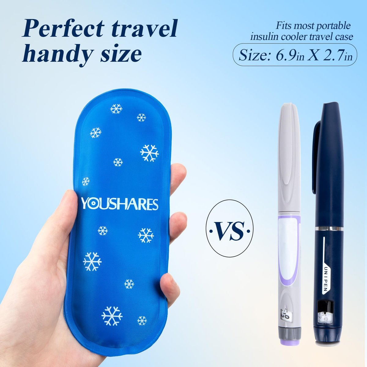 YOUSHARES Diabetes Kühlpacks für Diabetiker Reiseetui - TSA-zugelassene Kühlpacks für Insulin Kühltasche, Mini-Kühlpacks geeignet für die meisten isolierten Medikamententransporttaschen (2er-Pack)