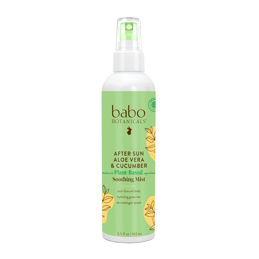 Babo Botanicals After Sun Soothing Mist – Aloe Vera & Gurke – für Gesicht, Körper & empfindliche Haut – alkoholfrei – EWG-zertifiziert – 240 ml