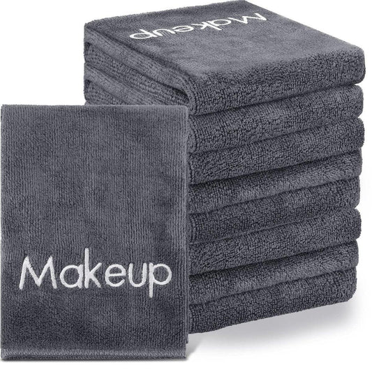 Shimeyao 20er-Pack Abschminktücher, graue weiche Mikrofaser-Abschminktücher, wiederverwendbare Reinigungstücher 33x33 cm, schnell trocknend, bestickt, für Frauen, Reisen, Hotel