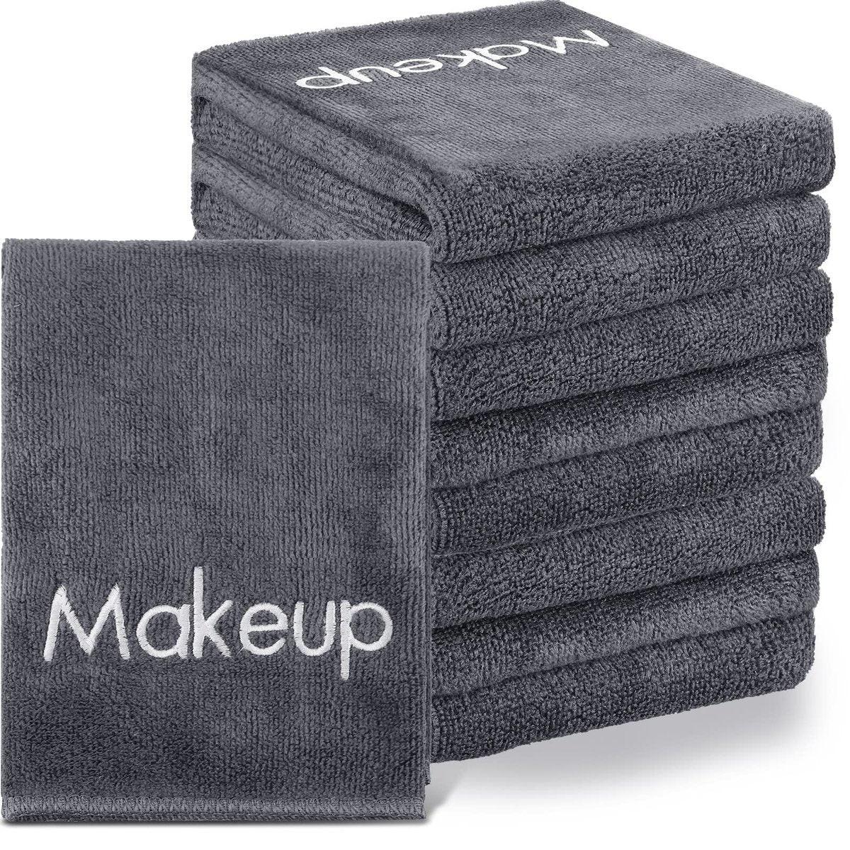 Shimeyao 20er-Pack Abschminktücher, graue weiche Mikrofaser-Abschminktücher, wiederverwendbare Reinigungstücher 33x33 cm, schnell trocknend, bestickt, für Frauen, Reisen, Hotel