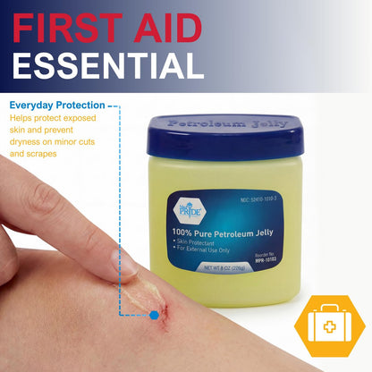 MED PRIDE 100% reines weißes Vaseline – 227 g Hautschutz & Feuchtigkeitscreme für trockene Haut, Ausschlag, Verbrennungen, Wunden, rissige Lippen & Windelausschlag – Duftfrei, hypoallergen, Familienpackung