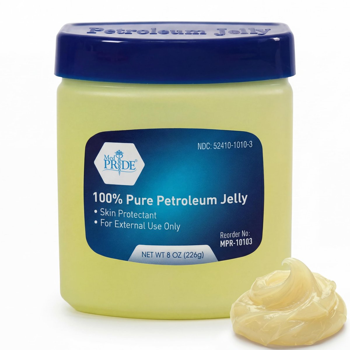 MED PRIDE 100% reines weißes Vaseline – 227 g Hautschutz & Feuchtigkeitscreme für trockene Haut, Ausschlag, Verbrennungen, Wunden, rissige Lippen & Windelausschlag – Duftfrei, hypoallergen, Familienpackung