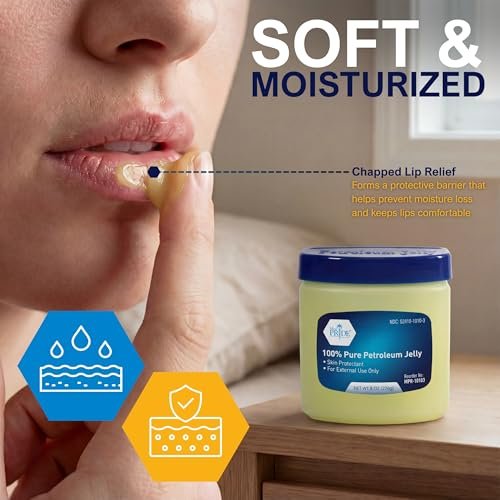MED PRIDE 100% reines weißes Vaseline – 227 g Hautschutz & Feuchtigkeitscreme für trockene Haut, Ausschlag, Verbrennungen, Wunden, rissige Lippen & Windelausschlag – Duftfrei, hypoallergen, Familienpackung