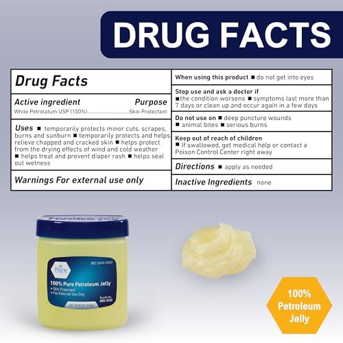MED PRIDE 100% reines weißes Vaseline – 227 g Hautschutz & Feuchtigkeitscreme für trockene Haut, Ausschlag, Verbrennungen, Wunden, rissige Lippen & Windelausschlag – Duftfrei, hypoallergen, Familienpackung