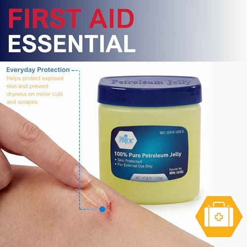 MED PRIDE 100% reines weißes Vaseline – 227 g Hautschutz & Feuchtigkeitscreme für trockene Haut, Ausschlag, Verbrennungen, Wunden, rissige Lippen & Windelausschlag – Duftfrei, hypoallergen, Familienpackung