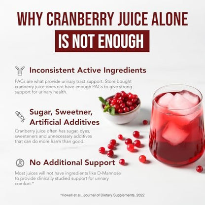 CranEaze®: Cranberrysaft-Extrakt plus D-Mannose – 36 mg PAC, 100% lösliches PAC – Unterstützt die Gesundheit der Harnwege – Wirksamste Cranberry-Kapseln für Frauen, UTI-Cranberry-Ergänzung – 60 Kapseln