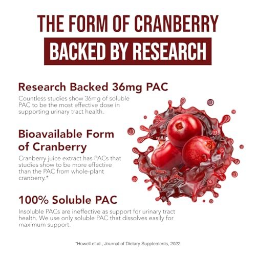 CranEaze®: Cranberrysaft-Extrakt plus D-Mannose – 36 mg PAC, 100% lösliches PAC – Unterstützt die Gesundheit der Harnwege – Wirksamste Cranberry-Kapseln für Frauen, UTI-Cranberry-Ergänzung – 60 Kapseln