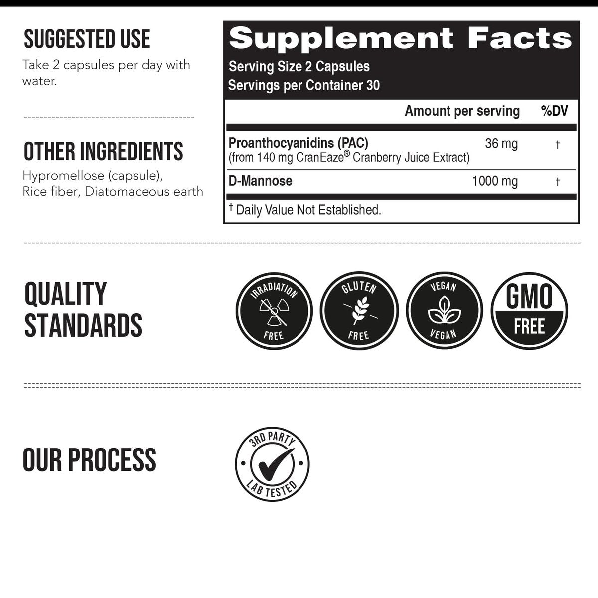 CranEaze®: Cranberrysaft-Extrakt plus D-Mannose – 36 mg PAC, 100% lösliches PAC – Unterstützt die Gesundheit der Harnwege – Wirksamste Cranberry-Kapseln für Frauen, UTI-Cranberry-Ergänzung – 60 Kapseln