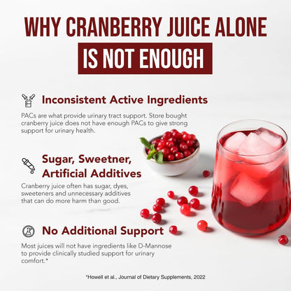 CranEaze®: Cranberrysaft-Extrakt plus D-Mannose – 36 mg PAC, 100% lösliches PAC – Unterstützt die Gesundheit der Harnwege – Wirksamste Cranberry-Kapseln für Frauen, UTI-Cranberry-Ergänzung – 60 Kapseln
