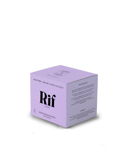 Rif Care Bio-Menstruationsbinden aus Hanffaser mit Flügeln – Über Nacht, Super Saugfähig, 10 Stück, FSA/HSA-fähig
