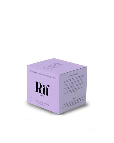 Rif Care Bio-Menstruationsbinden aus Hanffaser mit Flügeln – Über Nacht, Super Saugfähig, 10 Stück, FSA/HSA-fähig