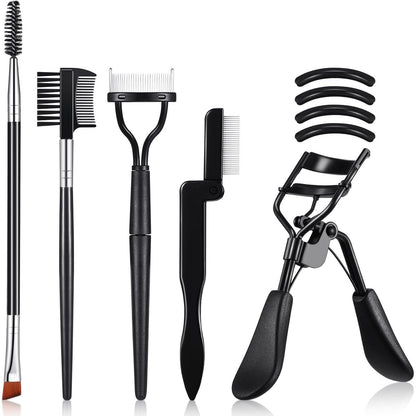 Perthlin Wimpernzange mit Kamm und Augenbrauenbürste – Set für Frauen, inklusive Wimpernkamm, Mascara-Bürsten, Augenbrauenbürste und -kamm sowie Silikon-Ersatzpads