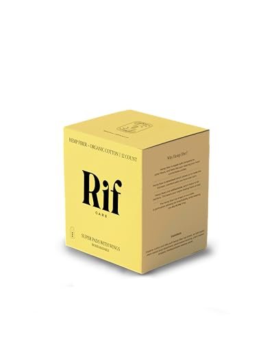 Rif Care Bio-Baumwoll Damenbinden mit Flügeln – Organische Hanffaser, biologisch abbaubar, FSA/HSA geeignet, Super Saugfähigkeit, 12 Stück