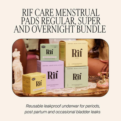 Rif Care Bio Menstruationsbinden aus Hanffaser mit Flügeln – Reguläre Saugstärke, 14 Stück, FSA/HSA-berechtigt