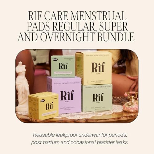 Rif Care Bio-Menstruationsbinden aus Hanffaser mit Flügeln – Über Nacht, Super Saugfähig, 10 Stück, FSA/HSA-fähig