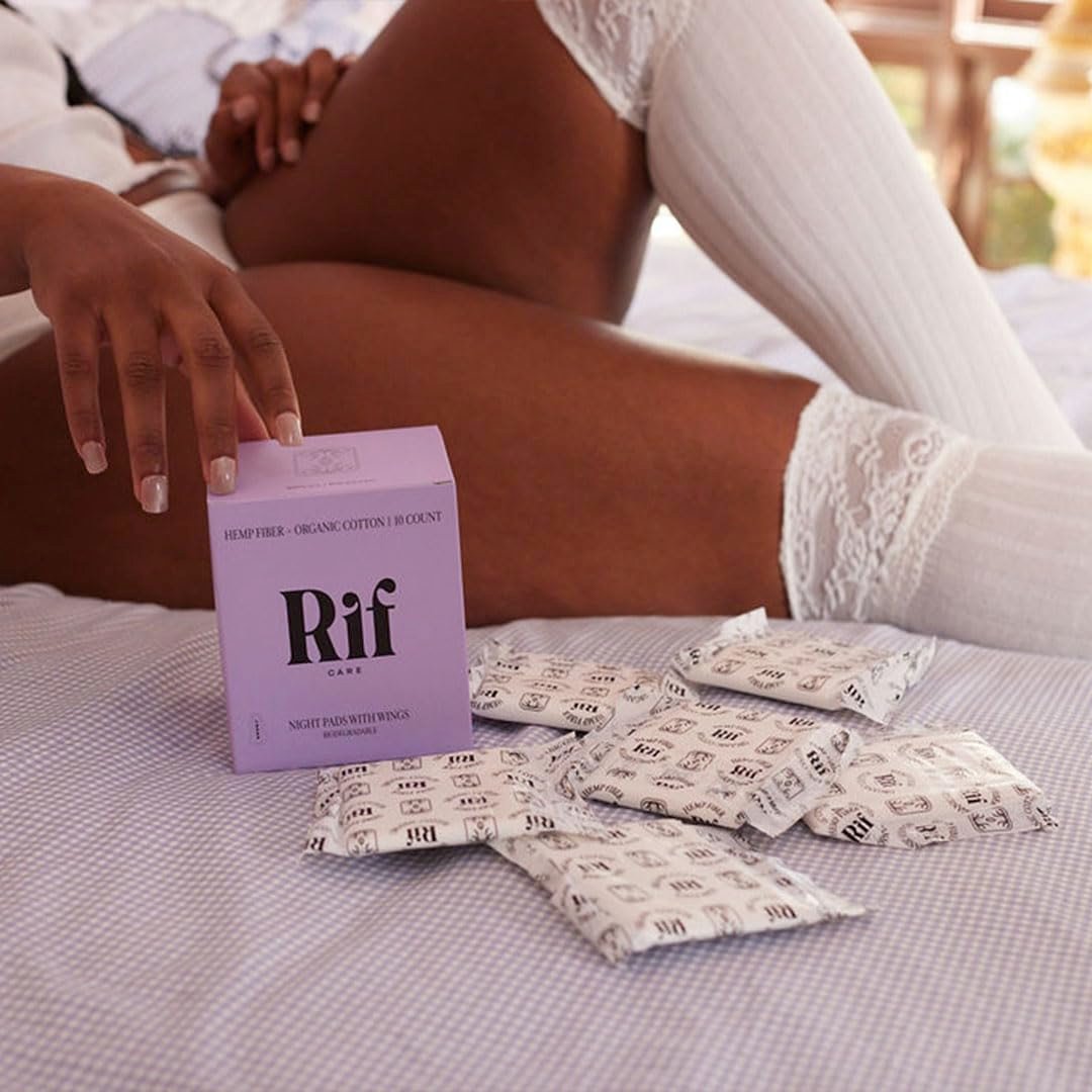 Rif Care Bio Menstruationsbinden aus Hanffaser mit Flügeln – Reguläre Saugstärke, 14 Stück, FSA/HSA-berechtigt