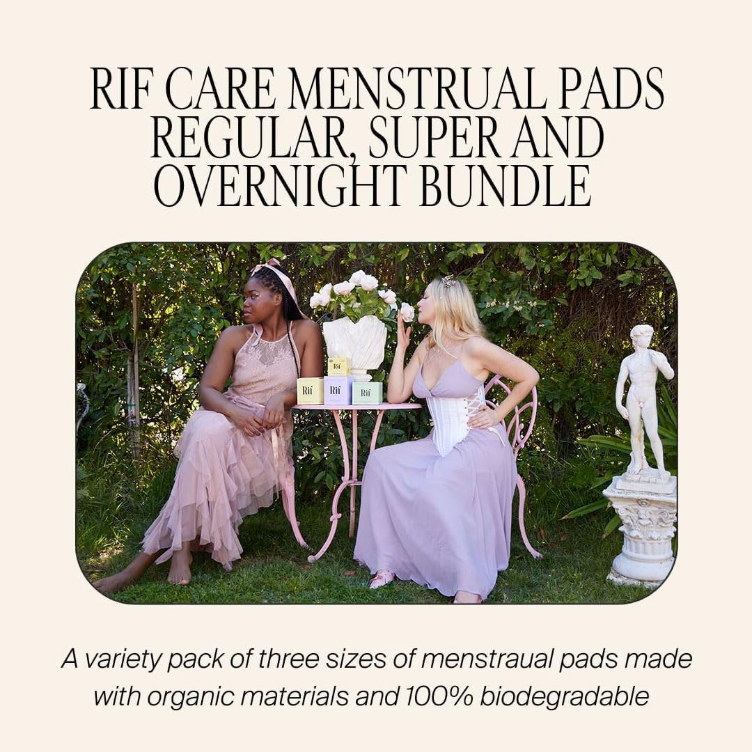 Rif Care Bio Menstruationsbinden aus Hanffaser mit Flügeln – Reguläre Saugstärke, 14 Stück, FSA/HSA-berechtigt
