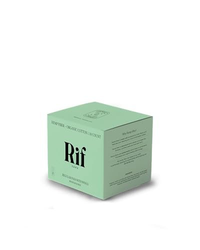 Rif Care Bio Menstruationsbinden aus Hanffaser mit Flügeln – Reguläre Saugstärke, 14 Stück, FSA/HSA-berechtigt