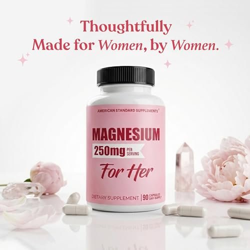 Magnesium Glycinat für Frauen 250 mg pro Kapsel, cheliertes Magnesiumglycinat, 90 Kapseln, 90 Tage Vorrat