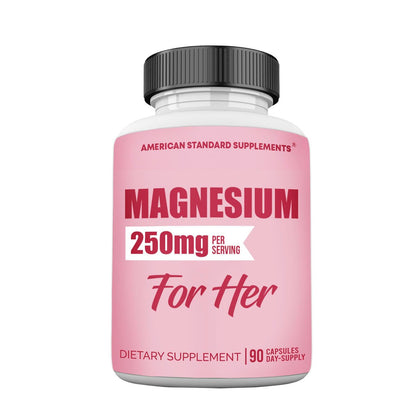 Magnesium Glycinat für Frauen 250 mg pro Kapsel, cheliertes Magnesiumglycinat, 90 Kapseln, 90 Tage Vorrat