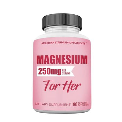 Magnesium Glycinat für Frauen 250 mg pro Kapsel, cheliertes Magnesiumglycinat, 90 Kapseln, 90 Tage Vorrat