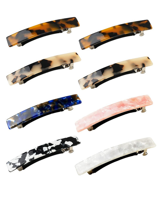 Haarspangen für Frauen, 8 Stück Acetat-Spangen für feines, dünnes und dickes Haar, 7,5 cm, rutschfest, French Tortoise Shell, Damen- und Mädchen-Accessoires