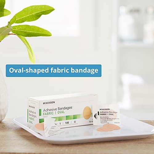 McKesson Pflaster, steril, Stoff, oval, 1 x 1 1/4 Zoll, 100 Stück, 1 Packung