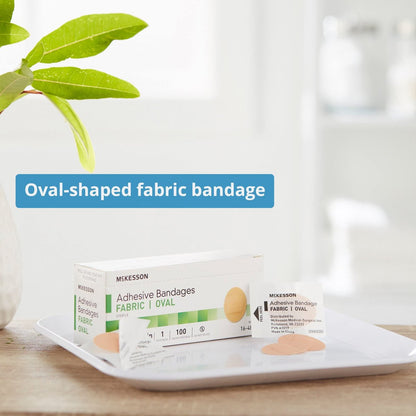 McKesson Pflaster, steril, Stoff, oval, 1 x 1 1/4 Zoll, 100 Stück, 1 Packung