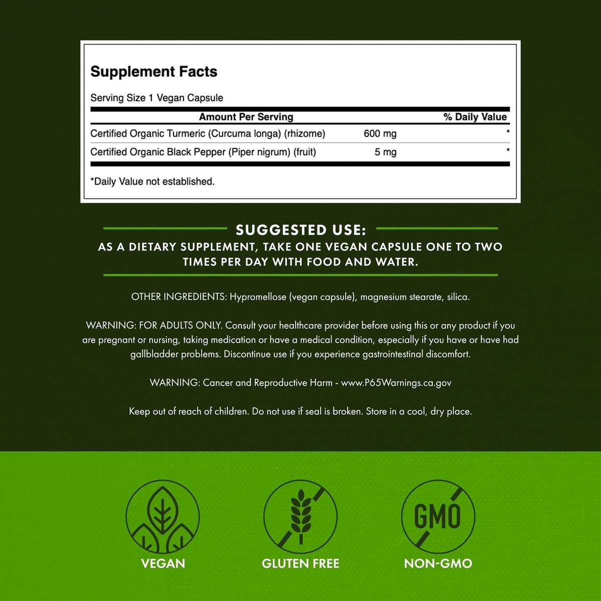 Swanson Premium Kurkuma & Schwarzer Pfeffer Antioxidantien Komplex - 90 vegane Kapseln, Gelenk-, Verdauungs- und Kreislaufunterstützung, nicht-GVO, bio