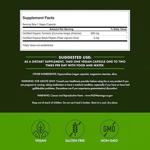 Swanson Premium Kurkuma & Schwarzer Pfeffer Antioxidantien Komplex - 90 vegane Kapseln, Gelenk-, Verdauungs- und Kreislaufunterstützung, nicht-GVO, bio