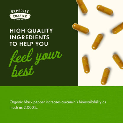 Swanson Premium Kurkuma & Schwarzer Pfeffer Antioxidantien Komplex - 90 vegane Kapseln, Gelenk-, Verdauungs- und Kreislaufunterstützung, nicht-GVO, bio
