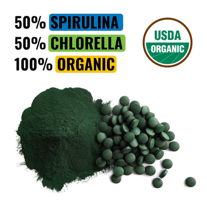 On Target Living Bio Spirulina Chlorella Reisegröße | Superfoods | USDA Bio | 250 Tabletten - 250 g (2,2 oz) | Vegan | Immununterstützung | Basenbildend | Proteinreich