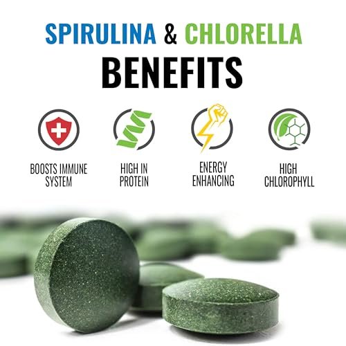 On Target Living Bio Spirulina Chlorella Reisegröße | Superfoods | USDA Bio | 250 Tabletten - 250 g (2,2 oz) | Vegan | Immununterstützung | Basenbildend | Proteinreich