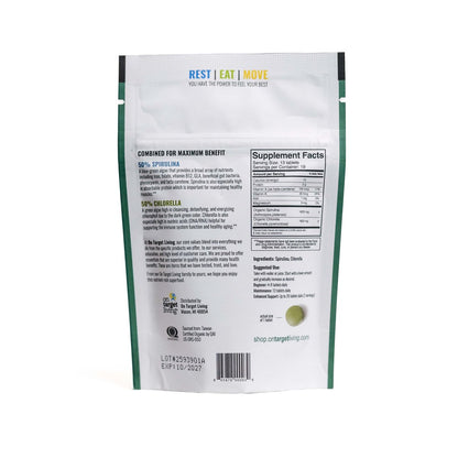On Target Living Bio Spirulina Chlorella Reisegröße | Superfoods | USDA Bio | 250 Tabletten - 250 g (2,2 oz) | Vegan | Immununterstützung | Basenbildend | Proteinreich