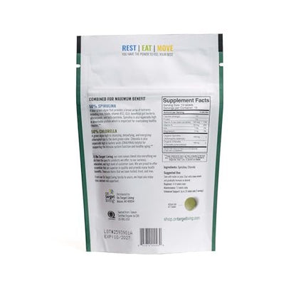 On Target Living Bio Spirulina Chlorella Reisegröße | Superfoods | USDA Bio | 250 Tabletten - 250 g (2,2 oz) | Vegan | Immununterstützung | Basenbildend | Proteinreich