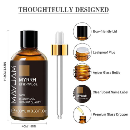 Myrrhe Ätherisches Öl 100 ml - MAYJAM Premium Myrrheöl mit Glaspipette, ideal für Diffuser und Kerzenherstellung