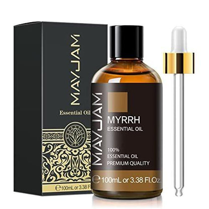 Myrrhe Ätherisches Öl 100 ml - MAYJAM Premium Myrrheöl mit Glaspipette, ideal für Diffuser und Kerzenherstellung