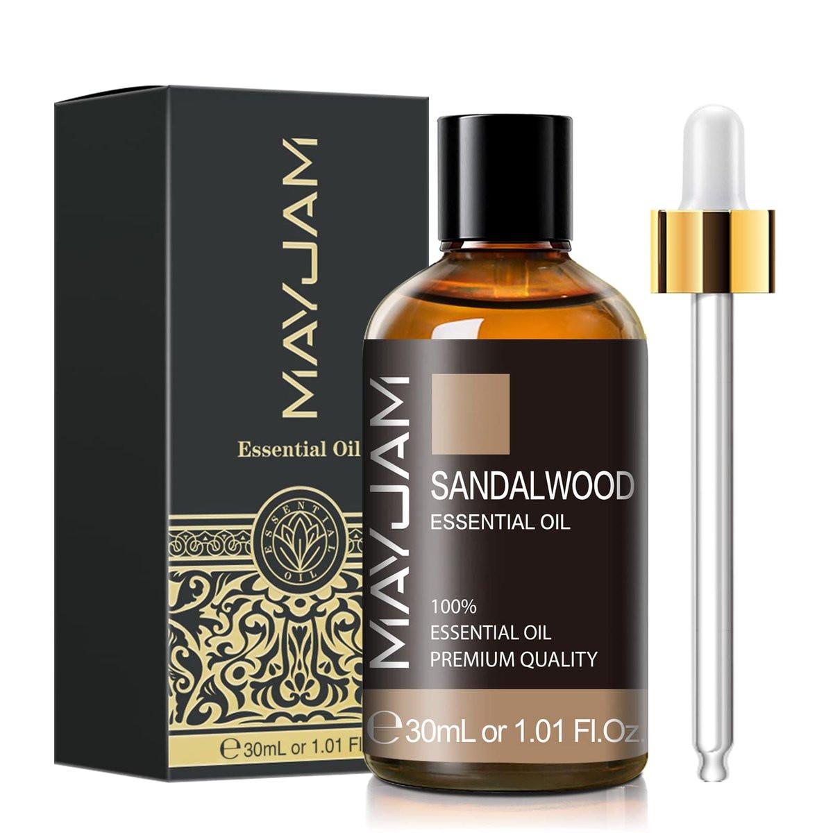 Sandelholz ätherisches Öl 30 ml – MAYJAM Premium Aromatherapieöl für Diffuser, Kerzenherstellung, Zuhause, Büro, Auto, Yoga