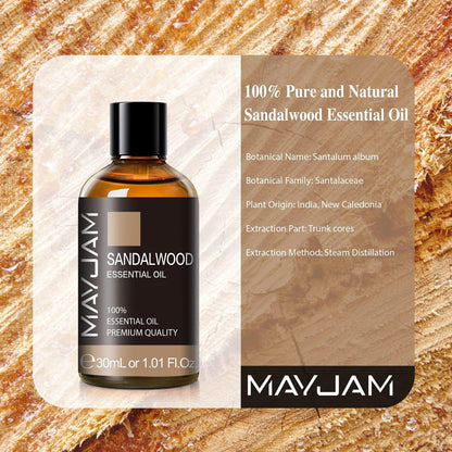 Sandelholz ätherisches Öl 30 ml – MAYJAM Premium Aromatherapieöl für Diffuser, Kerzenherstellung, Zuhause, Büro, Auto, Yoga