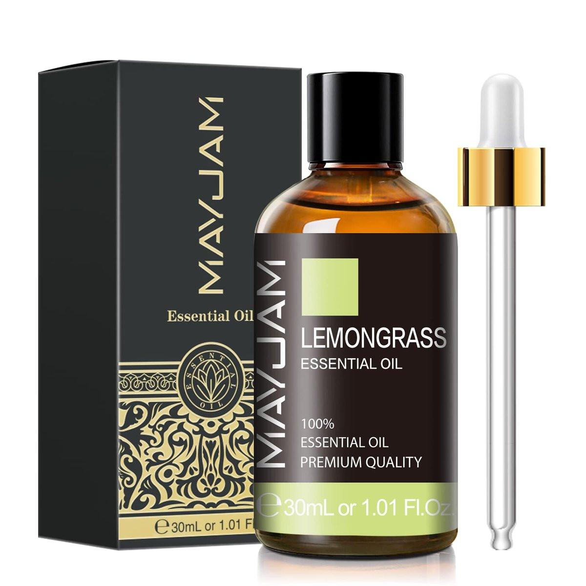MAYJAM Zitronengras Bio Ätherisches Öl 30 ml – 100% reines Lemongrass Öl für Aromatherapie Diffuser, Kerzen- und Seifenherstellung