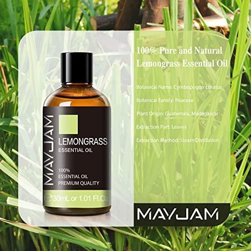 MAYJAM Zitronengras Bio Ätherisches Öl 30 ml – 100% reines Lemongrass Öl für Aromatherapie Diffuser, Kerzen- und Seifenherstellung