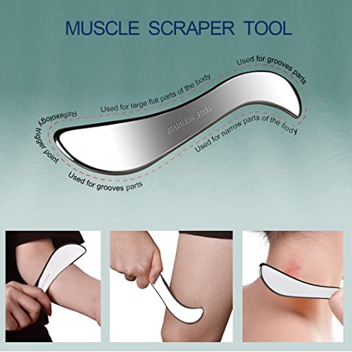 BYYDDIY 2-in-1 Edelstahl Muskel Scraper Set - Gua Sha Massage Scraper für Tiefengewebe-Massage
