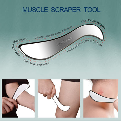 BYYDDIY 2-in-1 Edelstahl Muskel Scraper Set - Gua Sha Massage Scraper für Tiefengewebe-Massage