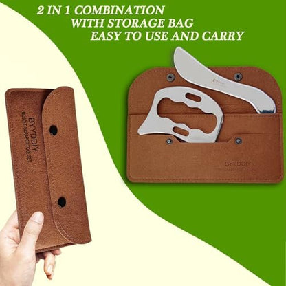 BYYDDIY 2-in-1 Edelstahl Muskel Scraper Set - Gua Sha Massage Scraper für Tiefengewebe-Massage
