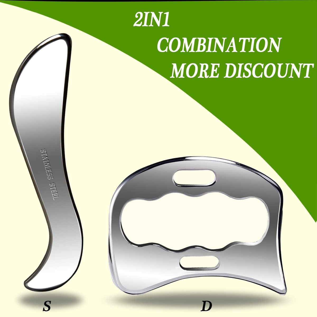 BYYDDIY 2-in-1 Edelstahl Muskel Scraper Set - Gua Sha Massage Scraper für Tiefengewebe-Massage