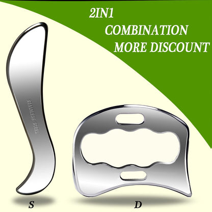 BYYDDIY 2-in-1 Edelstahl Muskel Scraper Set - Gua Sha Massage Scraper für Tiefengewebe-Massage
