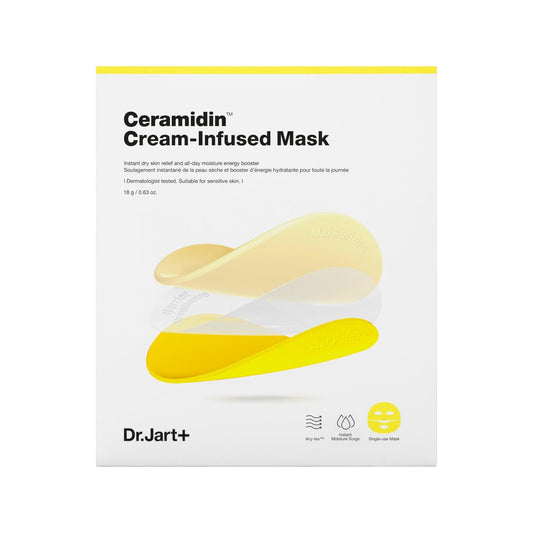 Dr.Jart+ Ceramidin Creme-Infused Gesichtsmaske für trockene Haut mit Ceramiden und Panthenol | Tuchmaske | Koreanische Hautpflege | Reisegröße, 1 Packung